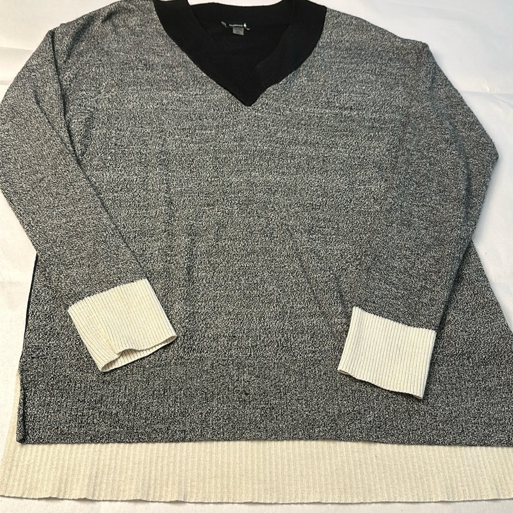 Smart Wool Color Blocked V Neck Pullover Sweater SZ Xl Merino Wool Blend